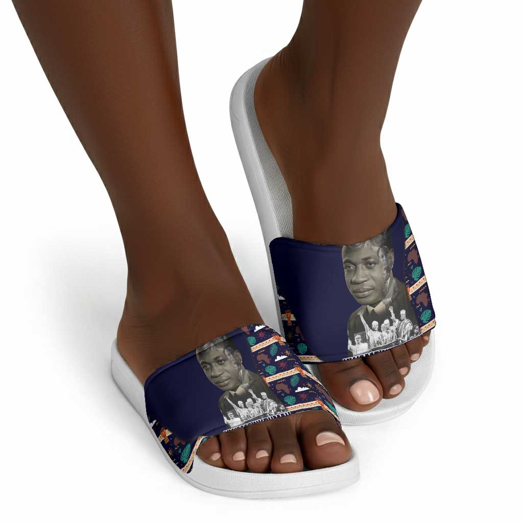 Kwame Nkrumah Slide Sandals Ghana Pan-African Print Design Portrait and Anti-Colonial Legacy Tribute - Wonder Print Shop