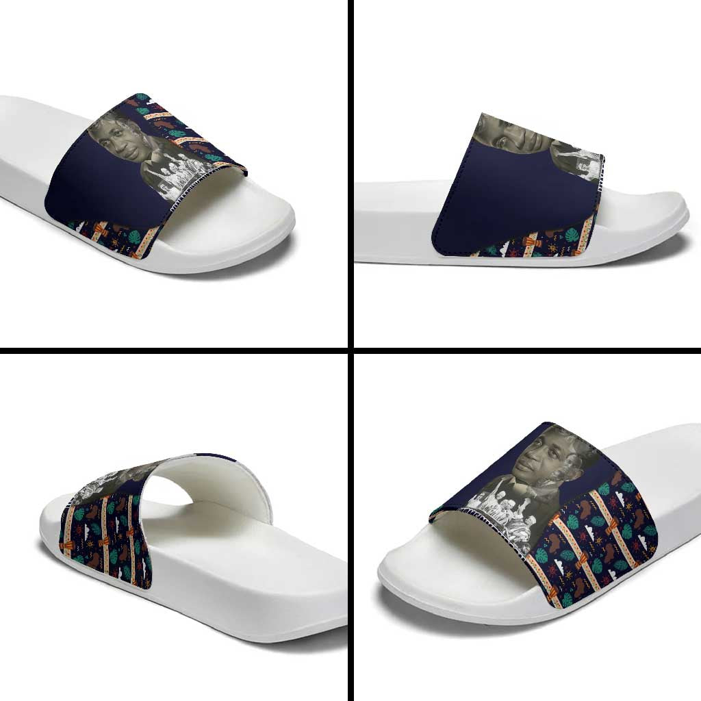 Kwame Nkrumah Slide Sandals Ghana Pan-African Print Design Portrait and Anti-Colonial Legacy Tribute - Wonder Print Shop
