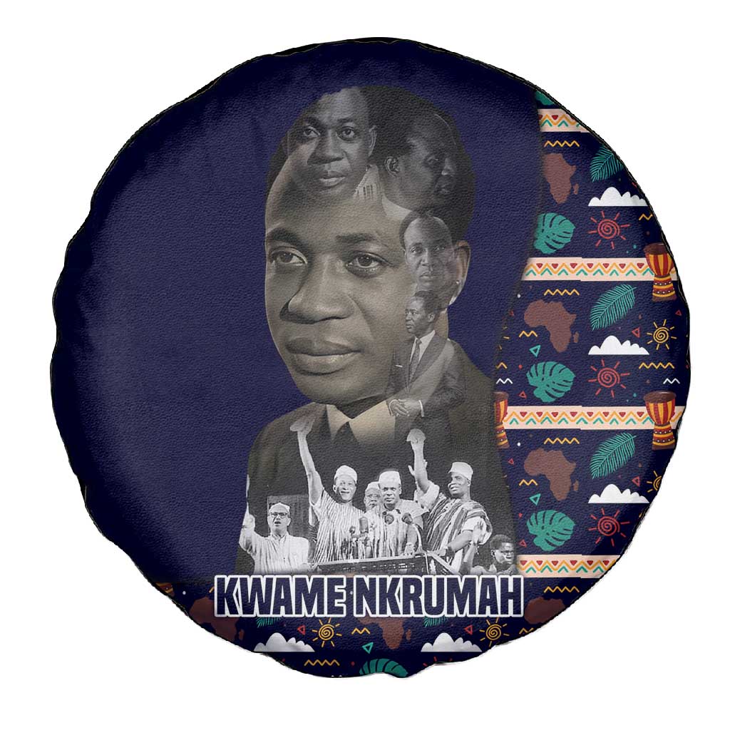 Kwame Nkrumah Spare Tire Cover Ghana Pan-African Print Design Portrait and Anti-Colonial Legacy Tribute - Wonder Print Shop