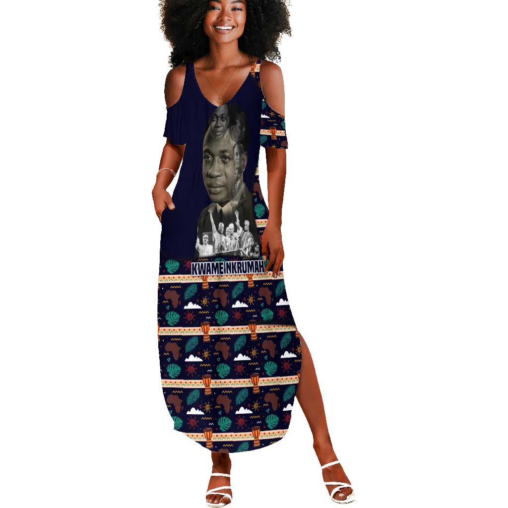 Kwame Nkrumah Summer Maxi Dress Ghana Pan-African Print Design Portrait and Anti-Colonial Legacy Tribute - Wonder Print Shop