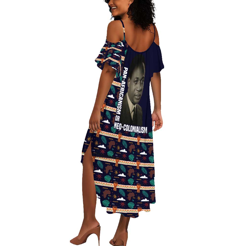 Kwame Nkrumah Summer Maxi Dress Ghana Pan-African Print Design Portrait and Anti-Colonial Legacy Tribute - Wonder Print Shop