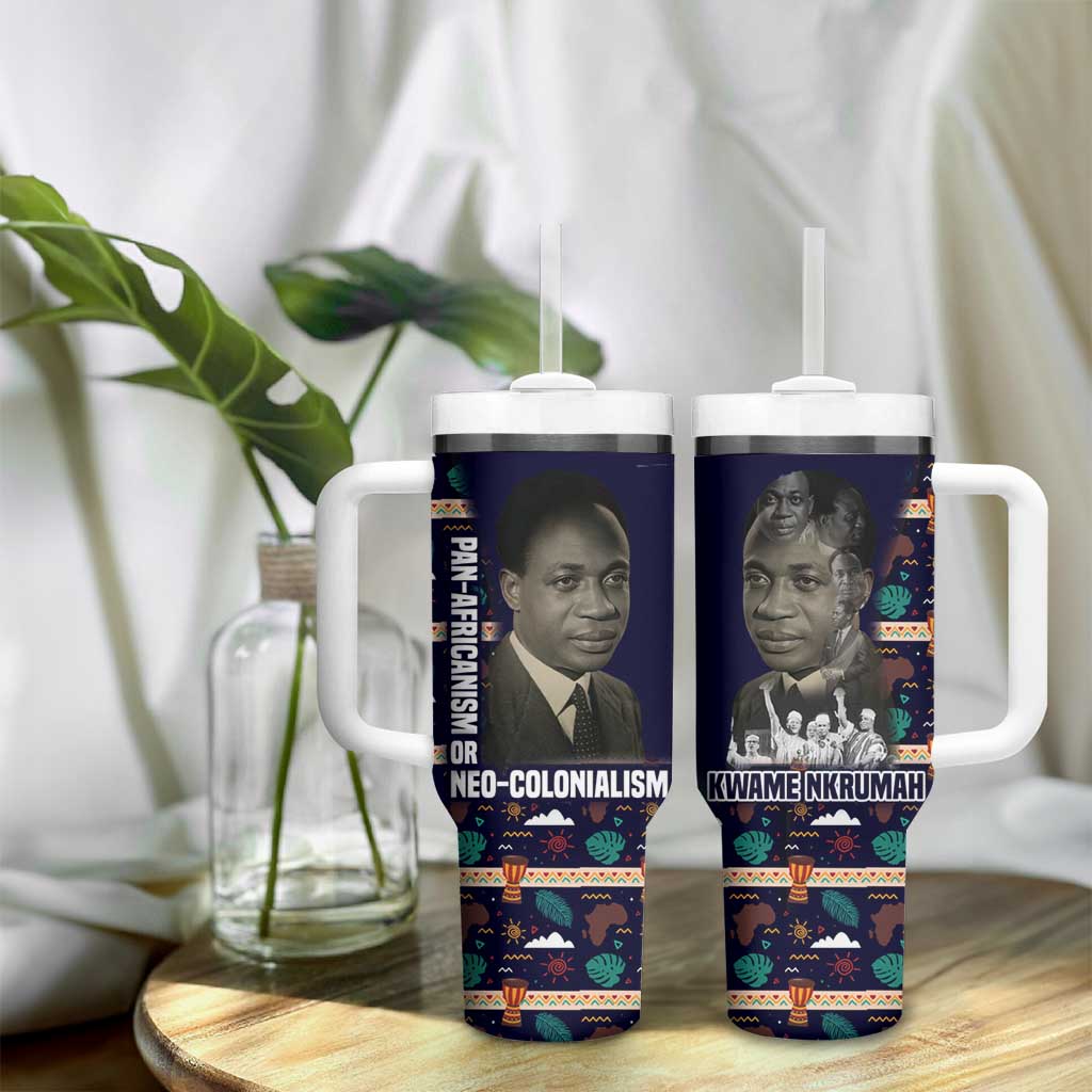 Kwame Nkrumah Tumbler With Handle Ghana Pan-African Print Design Portrait and Anti-Colonial Legacy Tribute - Wonder Print Shop