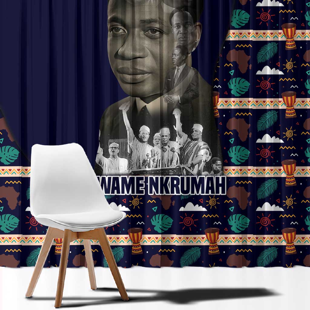 Kwame Nkrumah Window Curtain Ghana Pan-African Print Design Portrait and Anti-Colonial Legacy Tribute - Wonder Print Shop