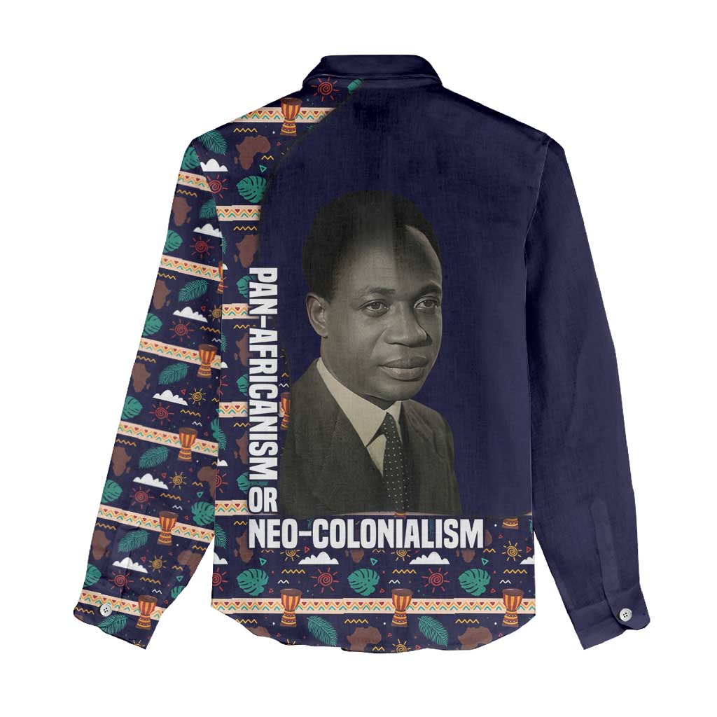 Kwame Nkrumah Women Casual Shirt Ghana Pan-African Print Design Portrait and Anti-Colonial Legacy Tribute - Wonder Print Shop