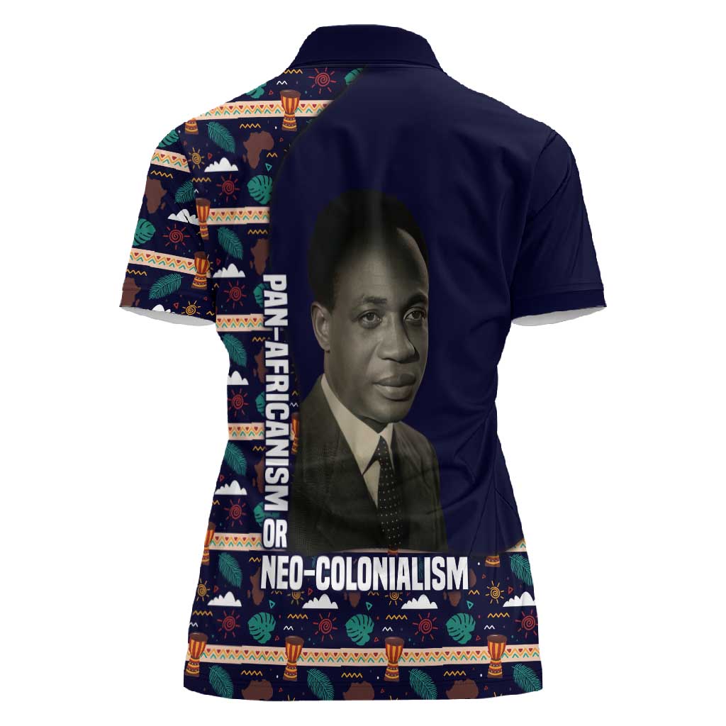 Kwame Nkrumah Women Polo Shirt Ghana Pan-African Print Design Portrait and Anti-Colonial Legacy Tribute - Wonder Print Shop