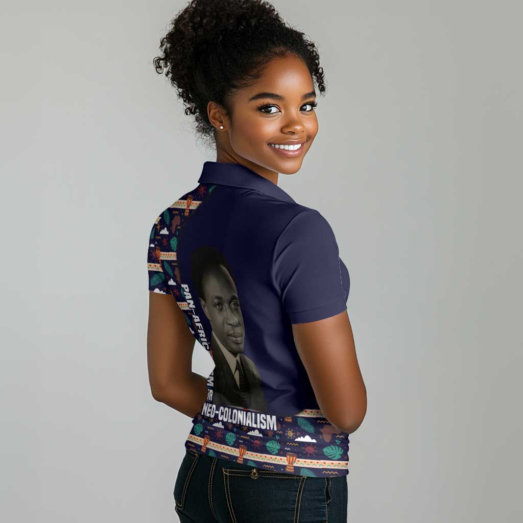 Kwame Nkrumah Women Polo Shirt Ghana Pan-African Print Design Portrait and Anti-Colonial Legacy Tribute - Wonder Print Shop