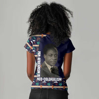 Kwame Nkrumah Women V-Neck T-Shirt Ghana Pan-African Print Design Portrait and Anti-Colonial Legacy Tribute - Wonder Print Shop