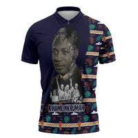Kwame Nkrumah Zipper Polo Shirt Ghana Pan-African Print Design Portrait and Anti-Colonial Legacy Tribute - Wonder Print Shop