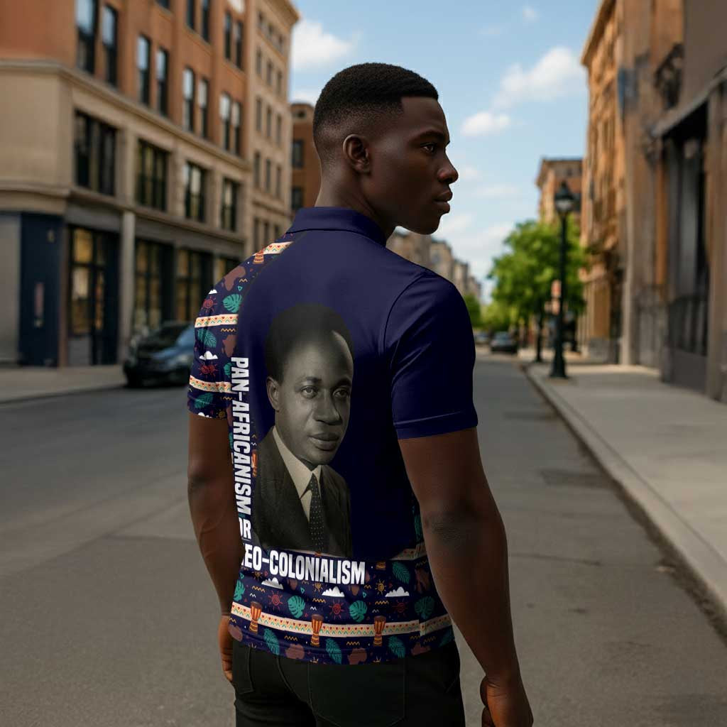 Kwame Nkrumah Zipper Polo Shirt Ghana Pan-African Print Design Portrait and Anti-Colonial Legacy Tribute - Wonder Print Shop