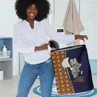 Kwame Nkrumah Ghana Laundry Basket African Map Pattern Design and Economic Freedom Quote Tribute - Wonder Print Shop