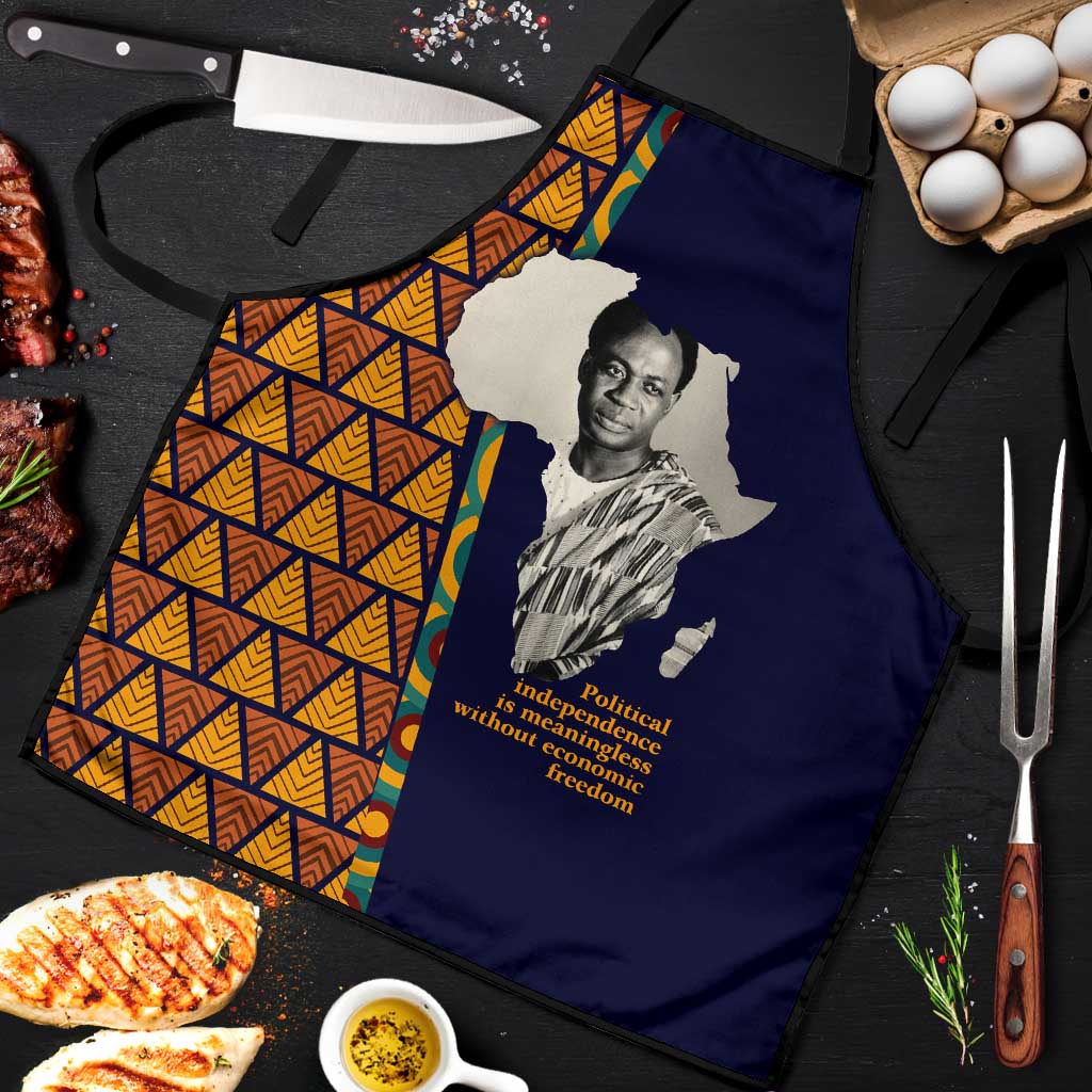Kwame Nkrumah Ghana Apron African Map Pattern Design and Economic Freedom Quote Tribute - Wonder Print Shop