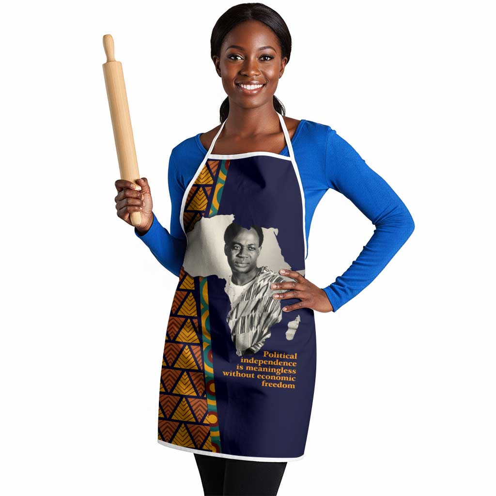 Kwame Nkrumah Ghana Apron African Map Pattern Design and Economic Freedom Quote Tribute - Wonder Print Shop