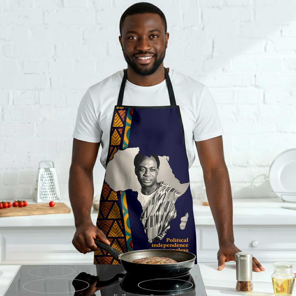 Kwame Nkrumah Ghana Apron African Map Pattern Design and Economic Freedom Quote Tribute - Wonder Print Shop