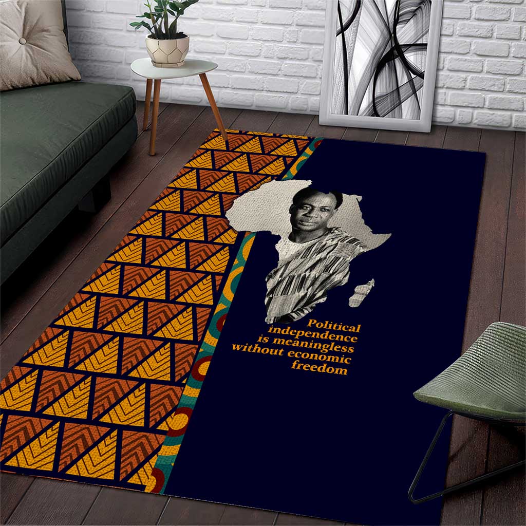 Kwame Nkrumah Ghana Area Rug African Map Pattern Design and Economic Freedom Quote Tribute - Wonder Print Shop