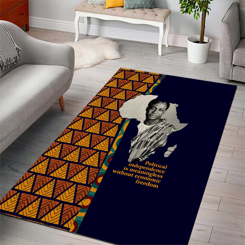 Kwame Nkrumah Ghana Area Rug African Map Pattern Design and Economic Freedom Quote Tribute - Wonder Print Shop