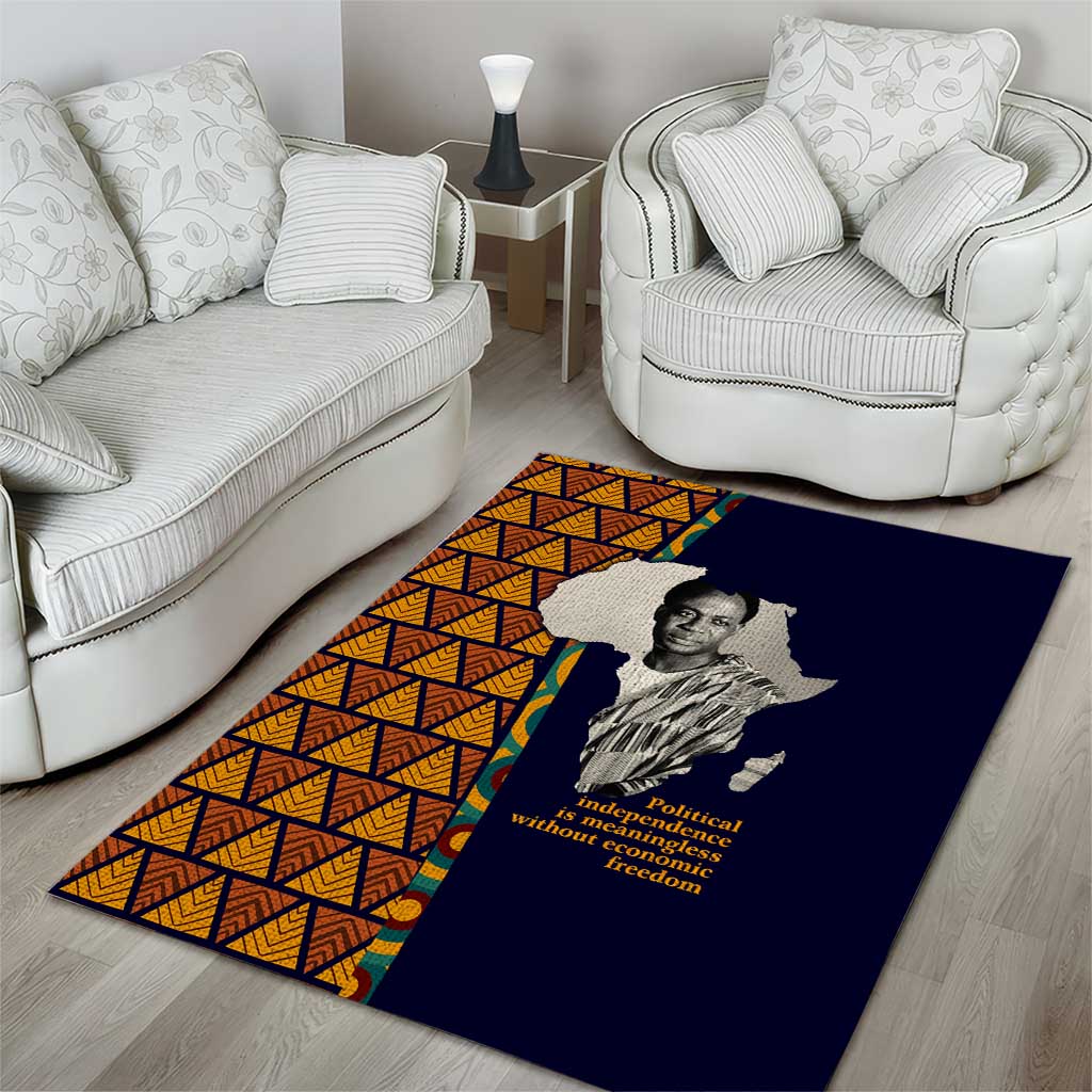 Kwame Nkrumah Ghana Area Rug African Map Pattern Design and Economic Freedom Quote Tribute - Wonder Print Shop