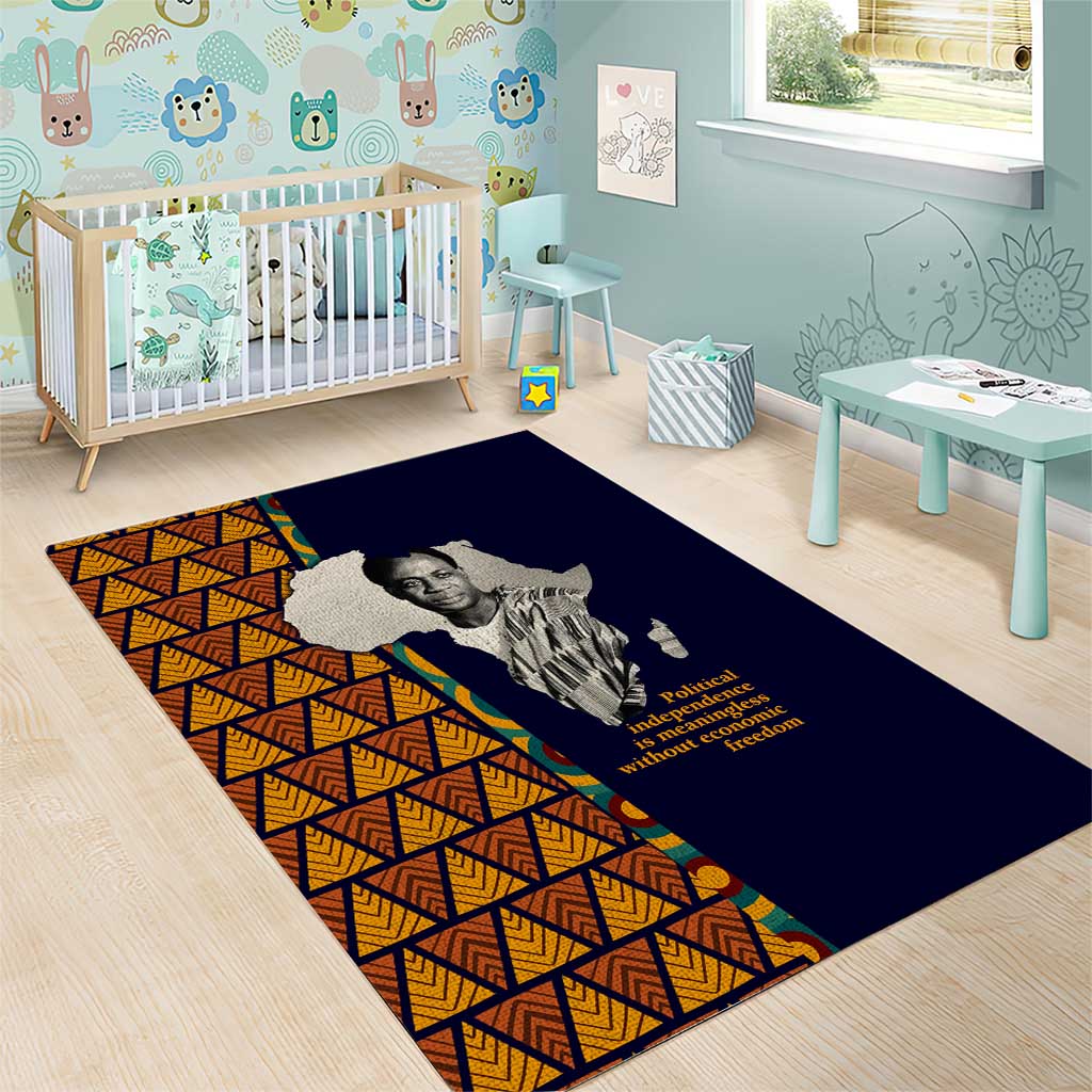 Kwame Nkrumah Ghana Area Rug African Map Pattern Design and Economic Freedom Quote Tribute - Wonder Print Shop