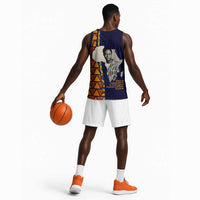 Kwame Nkrumah Ghana Basketball Jersey African Map Pattern Design and Economic Freedom Quote Tribute - Wonder Print Shop