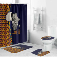 Kwame Nkrumah Ghana Bathroom Set African Map Pattern Design and Economic Freedom Quote Tribute - Wonder Print Shop