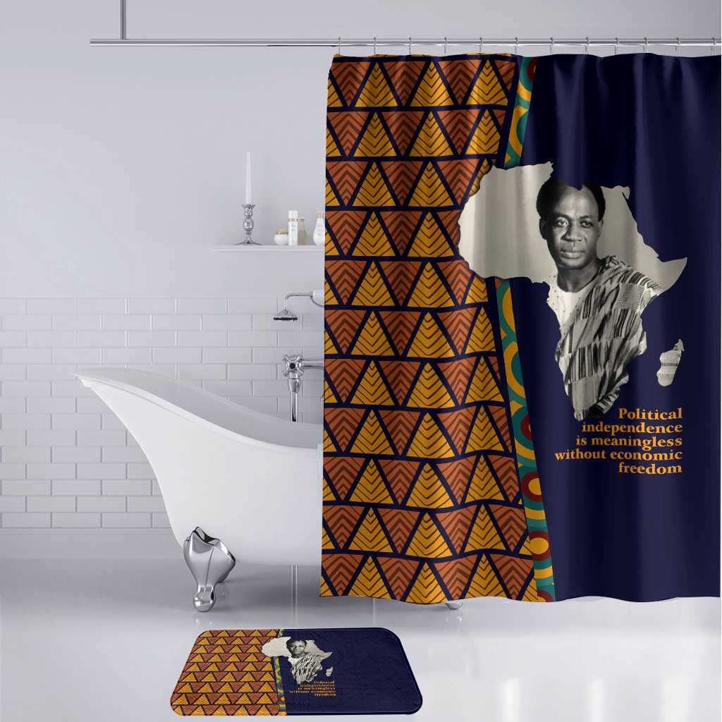 Kwame Nkrumah Ghana Bathroom Set African Map Pattern Design and Economic Freedom Quote Tribute - Wonder Print Shop