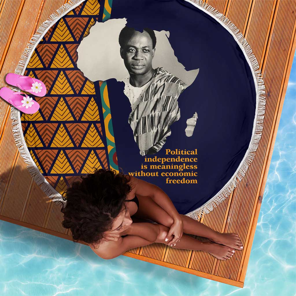 Kwame Nkrumah Ghana Beach Blanket African Map Pattern Design and Economic Freedom Quote Tribute - Wonder Print Shop
