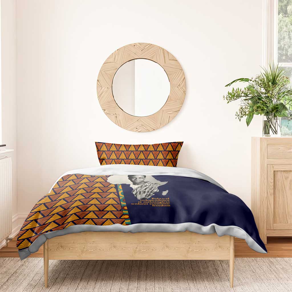 Kwame Nkrumah Ghana Bedding Set African Map Pattern Design and Economic Freedom Quote Tribute - Wonder Print Shop