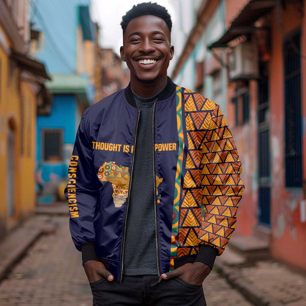 Kwame Nkrumah Ghana Bomber Jacket African Map Pattern Design and Economic Freedom Quote Tribute - Wonder Print Shop