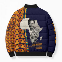 Kwame Nkrumah Ghana Bomber Puffer Jacket African Map Pattern Design and Economic Freedom Quote Tribute - Wonder Print Shop