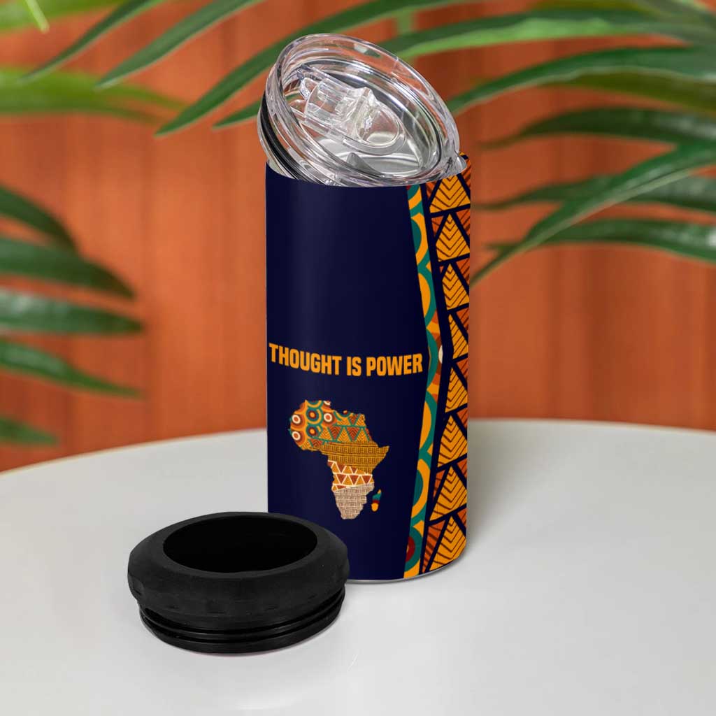 Kwame Nkrumah Ghana 4 in 1 Can Cooler Tumbler African Map Pattern Design and Economic Freedom Quote Tribute - Wonder Print Shop