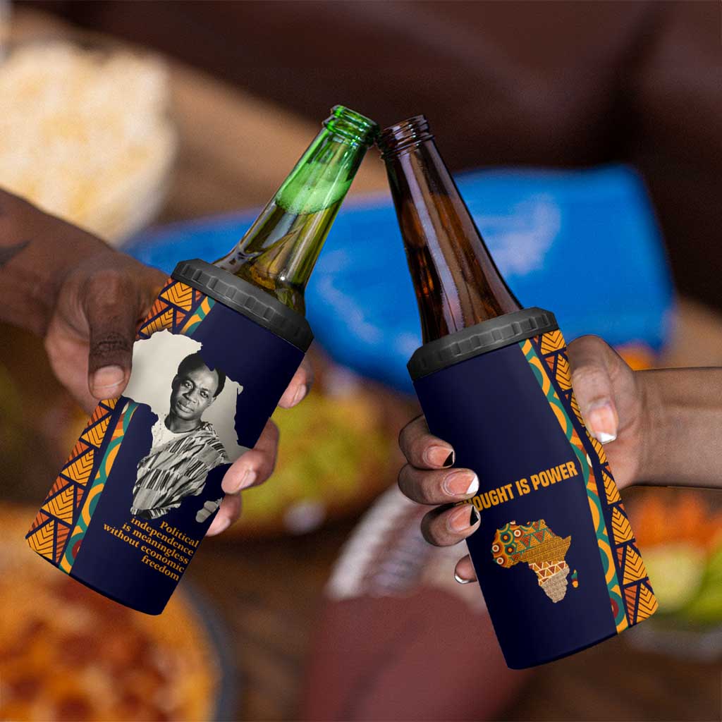 Kwame Nkrumah Ghana 4 in 1 Can Cooler Tumbler African Map Pattern Design and Economic Freedom Quote Tribute - Wonder Print Shop
