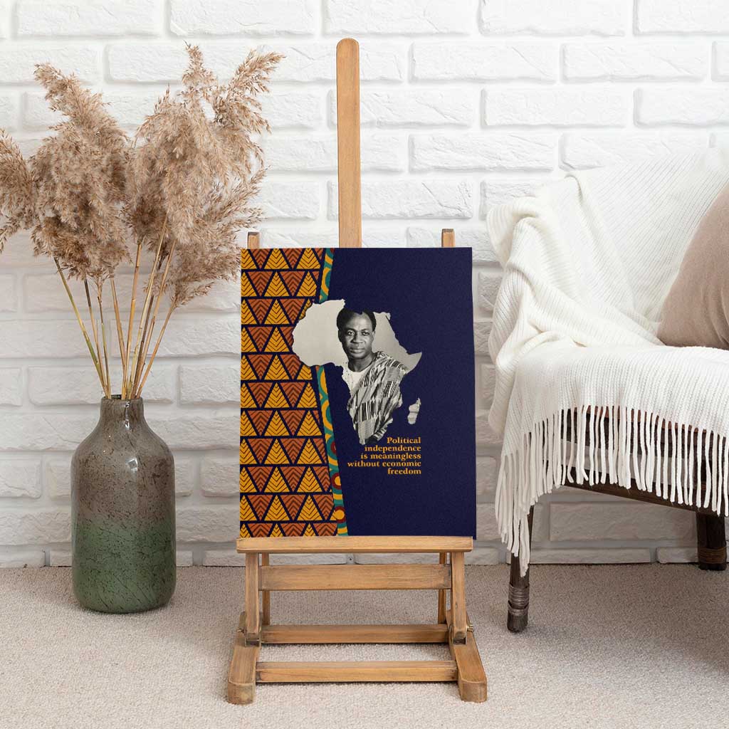 Kwame Nkrumah Ghana Canvas Wall Art African Map Pattern Design and Economic Freedom Quote Tribute - Wonder Print Shop