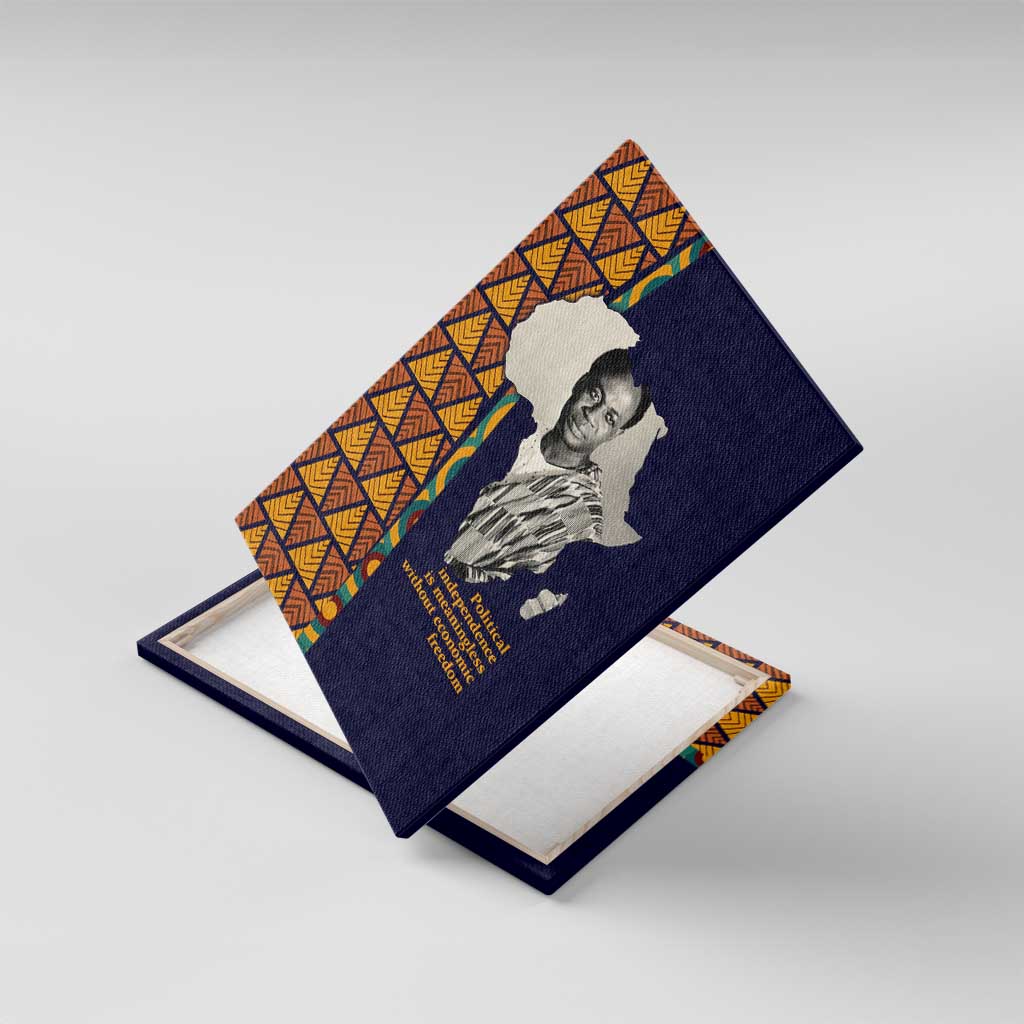 Kwame Nkrumah Ghana Canvas Wall Art African Map Pattern Design and Economic Freedom Quote Tribute - Wonder Print Shop
