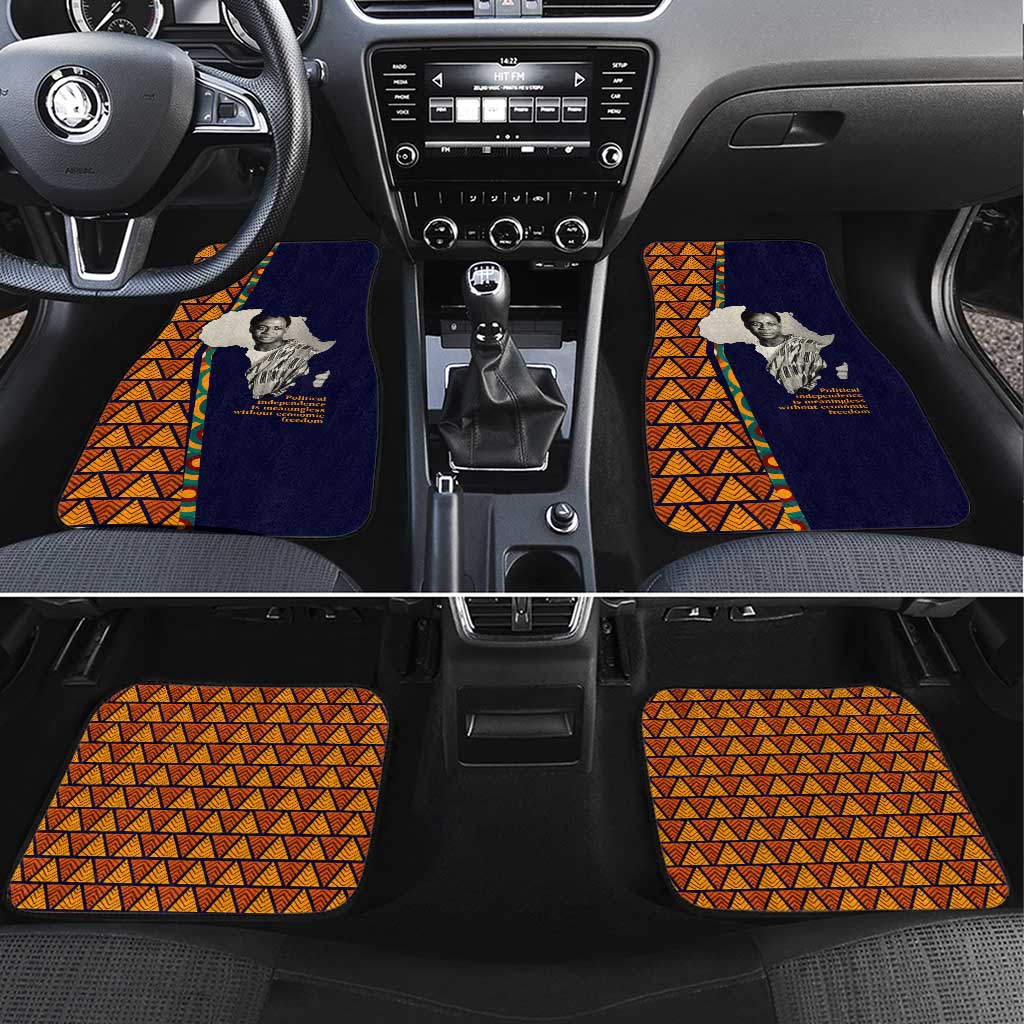 Kwame Nkrumah Ghana Car Mats African Map Pattern Design and Economic Freedom Quote Tribute - Wonder Print Shop