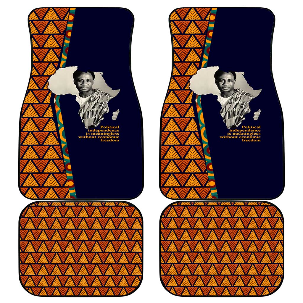 Kwame Nkrumah Ghana Car Mats African Map Pattern Design and Economic Freedom Quote Tribute - Wonder Print Shop