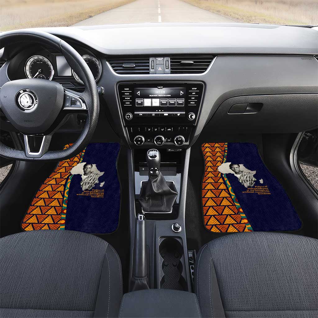 Kwame Nkrumah Ghana Car Mats African Map Pattern Design and Economic Freedom Quote Tribute - Wonder Print Shop
