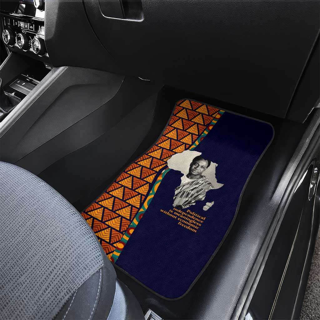 Kwame Nkrumah Ghana Car Mats African Map Pattern Design and Economic Freedom Quote Tribute - Wonder Print Shop