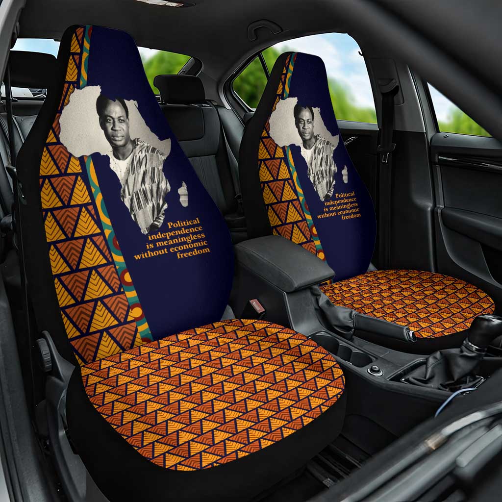 Kwame Nkrumah Ghana Car Seat Cover African Map Pattern Design and Economic Freedom Quote Tribute - Wonder Print Shop