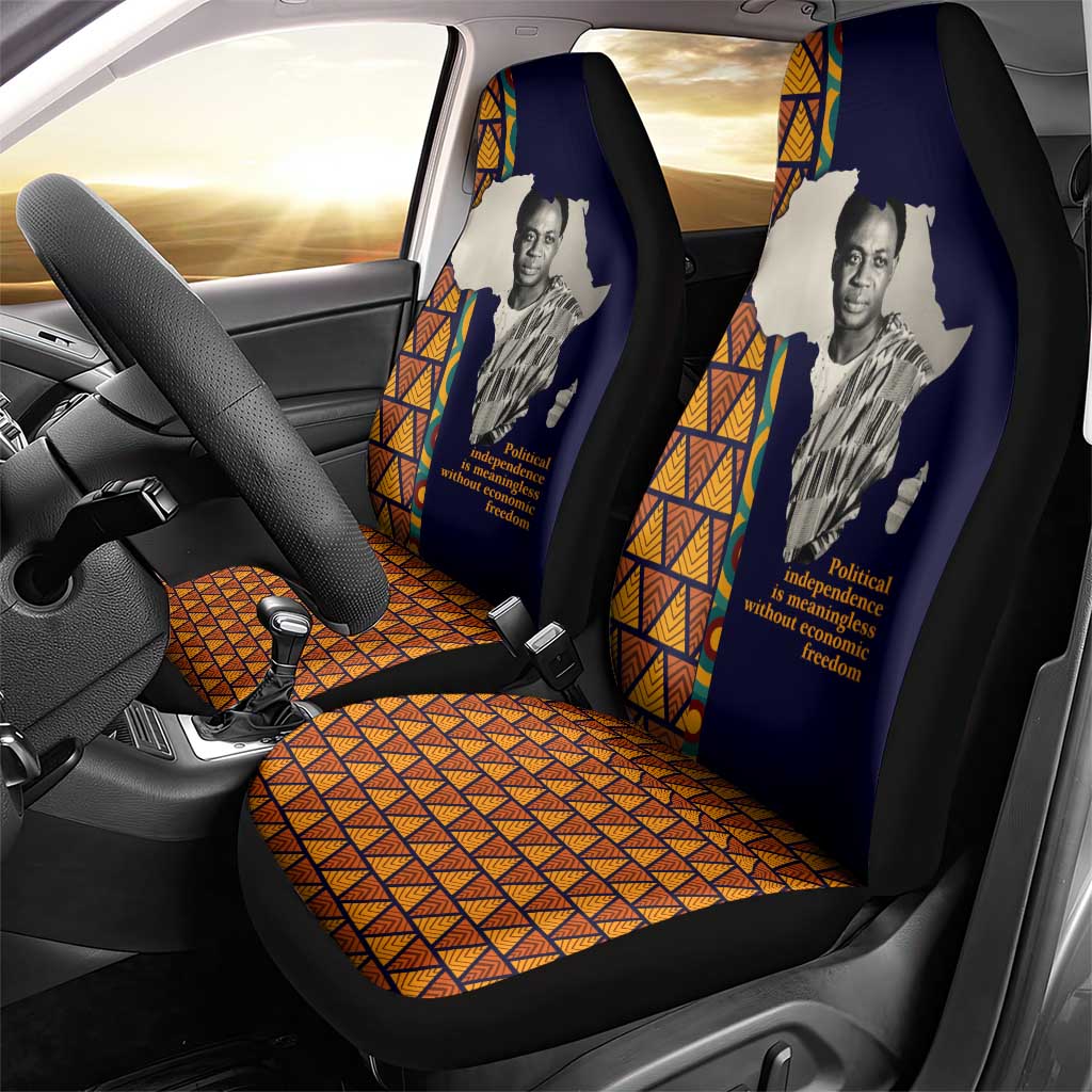 Kwame Nkrumah Ghana Car Seat Cover African Map Pattern Design and Economic Freedom Quote Tribute - Wonder Print Shop