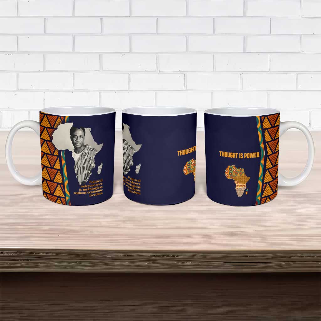 Kwame Nkrumah Ghana Ceramic Mug African Map Pattern Design and Economic Freedom Quote Tribute - Wonder Print Shop