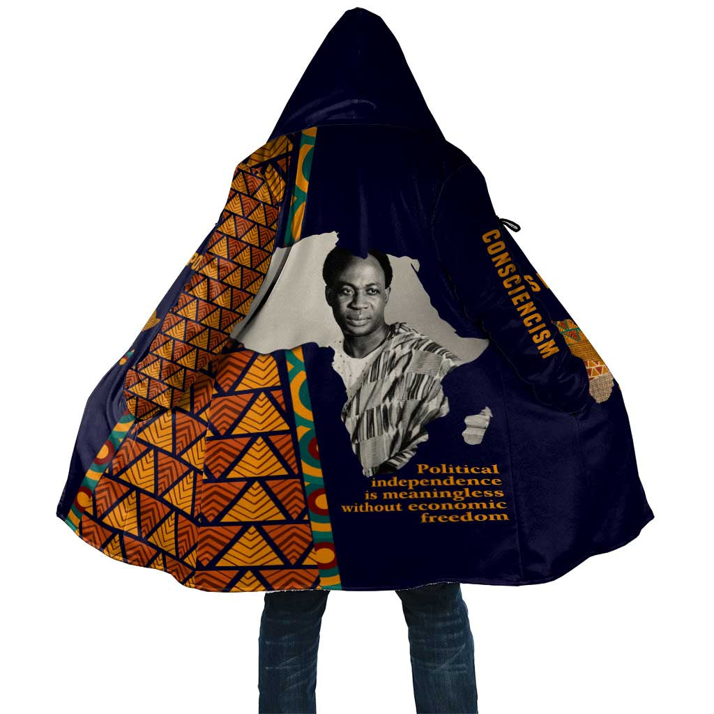 Kwame Nkrumah Ghana Cloak African Map Pattern Design and Economic Freedom Quote Tribute - Wonder Print Shop