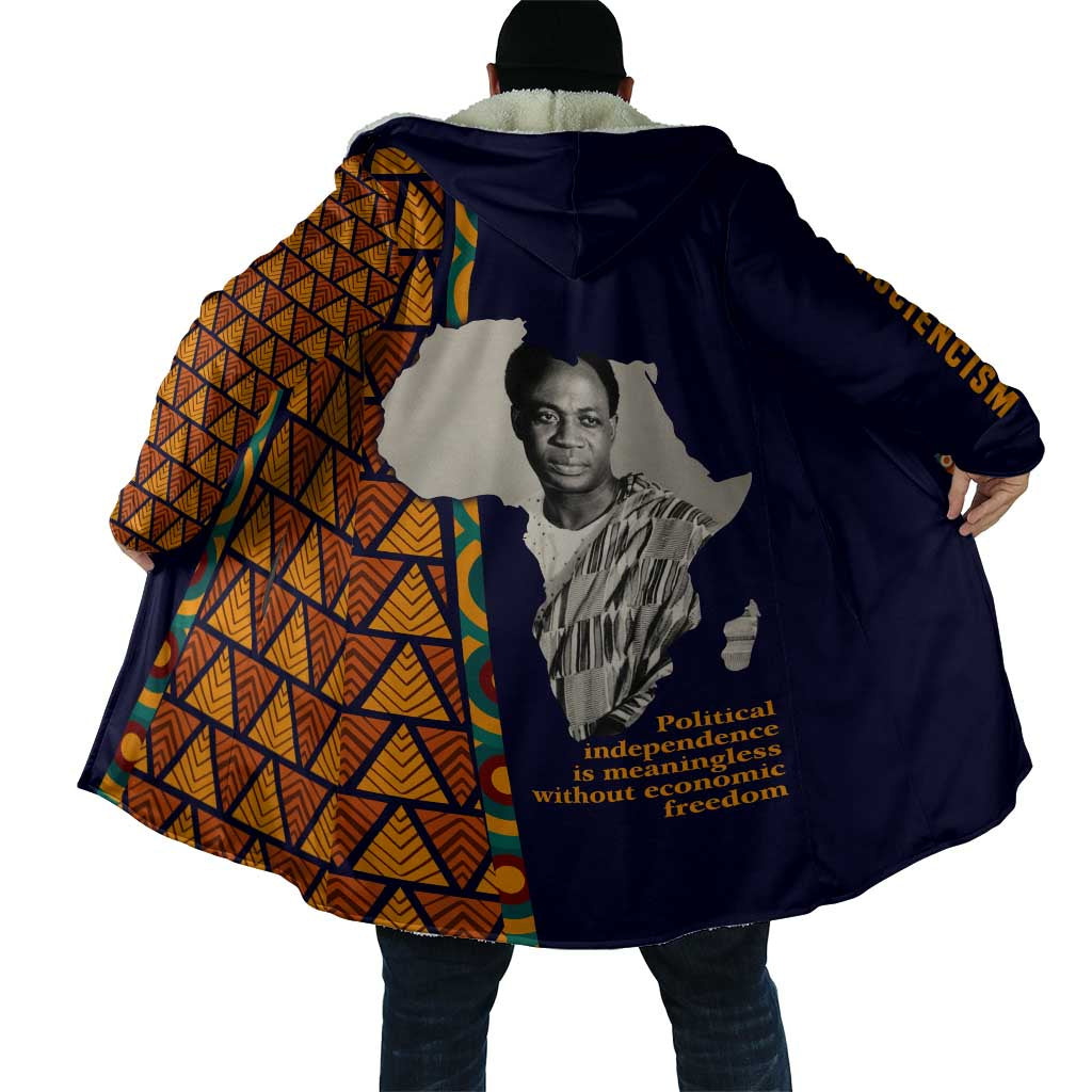 Kwame Nkrumah Ghana Cloak African Map Pattern Design and Economic Freedom Quote Tribute - Wonder Print Shop