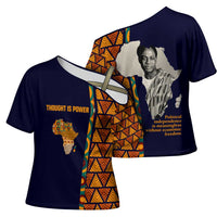 Kwame Nkrumah Ghana Cross Shoulder Shirt African Map Pattern Design and Economic Freedom Quote Tribute - Wonder Print Shop