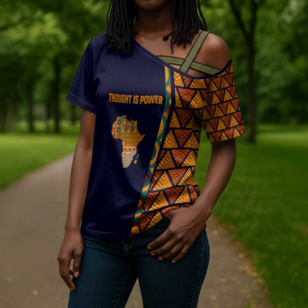 Kwame Nkrumah Ghana Cross Shoulder Shirt African Map Pattern Design and Economic Freedom Quote Tribute - Wonder Print Shop
