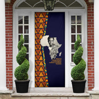 Kwame Nkrumah Ghana Door Cover African Map Pattern Design and Economic Freedom Quote Tribute - Wonder Print Shop
