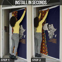 Kwame Nkrumah Ghana Door Cover African Map Pattern Design and Economic Freedom Quote Tribute - Wonder Print Shop