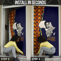 Kwame Nkrumah Ghana Door Cover African Map Pattern Design and Economic Freedom Quote Tribute - Wonder Print Shop