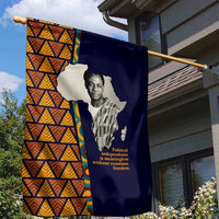 Kwame Nkrumah Ghana Garden Flag African Map Pattern Design and Economic Freedom Quote Tribute - Wonder Print Shop