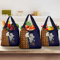 Kwame Nkrumah Ghana Grocery Bag African Map Pattern Design and Economic Freedom Quote Tribute - Wonder Print Shop