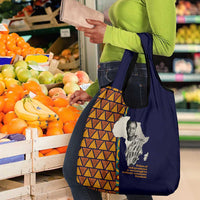 Kwame Nkrumah Ghana Grocery Bag African Map Pattern Design and Economic Freedom Quote Tribute - Wonder Print Shop