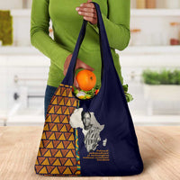 Kwame Nkrumah Ghana Grocery Bag African Map Pattern Design and Economic Freedom Quote Tribute - Wonder Print Shop